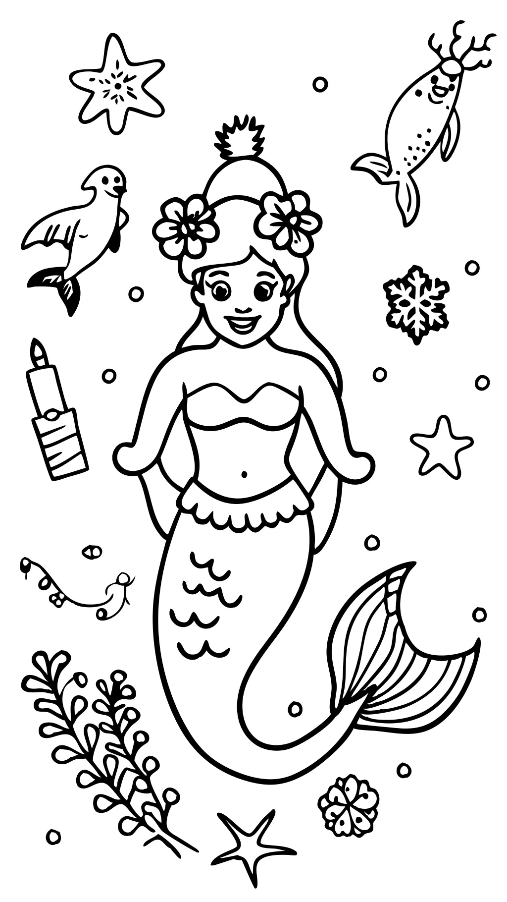 coloriages de sirène de Noël